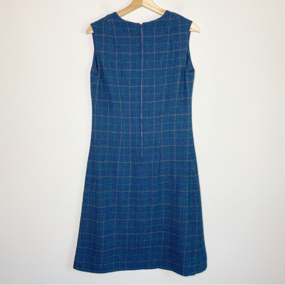Pendleton Wool Plaid V-Neck Vintage Midi Dress Size L - Picture 2 of 12